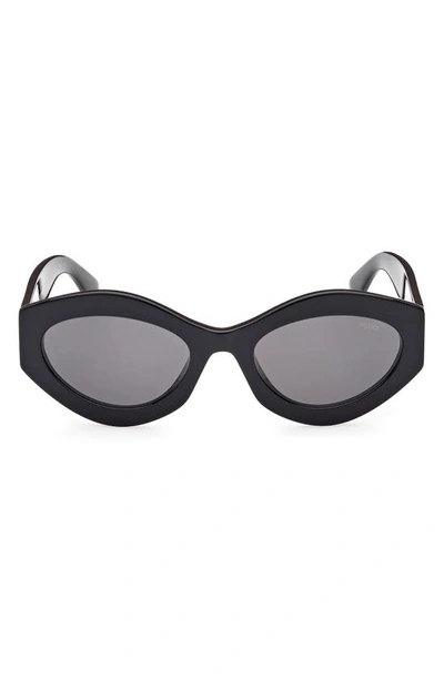 Emilio Pucci 54mm Geometric Sunglasses In Shiny Black / Smoke
