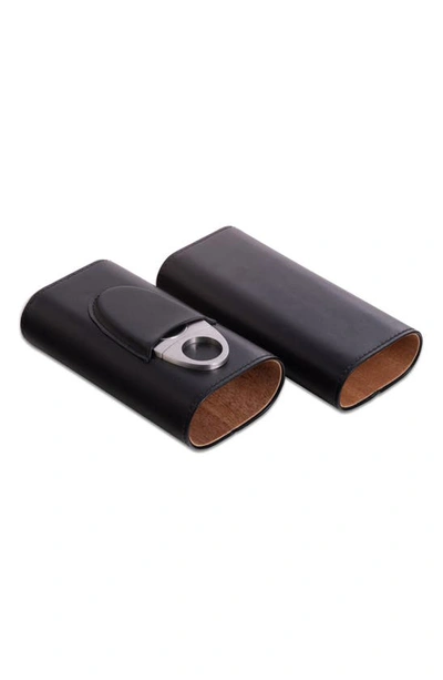 Bey-berk Richie Cigar Case & Cutter Set In Black