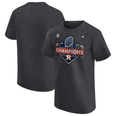 Fanatics Kids' Youth  Branded Heather Charcoal Houston Astros 2022 World Series Champions Locker Room T-shi