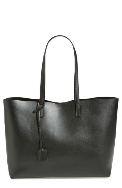 Saint Laurent Shopping Leather Tote In Noir