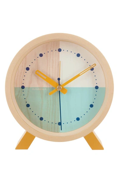 Cloudnola Flor Wooden Alarm Clock In Turquoise Blue