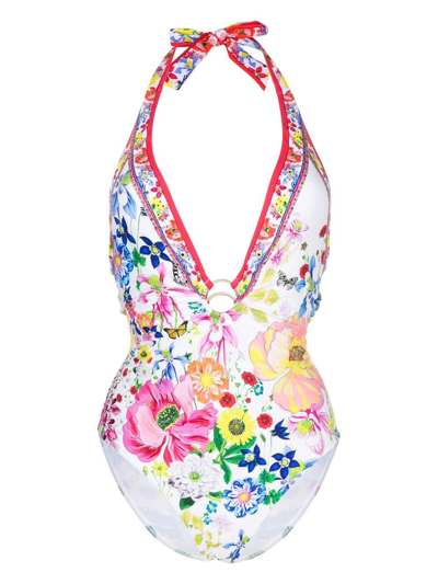 Camilla Floral Print O-ring Plunge Neck One-piece Swimsuit In Multi