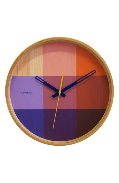 Cloudnola Riso Wooden Wall Clock In Red/ Blue