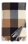 Pendleton Plaid Washable Wool Throw In Navy/ Camel