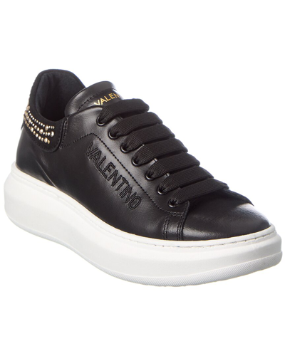 Valentino By Mario Valentino Fresia Sparkling Leather Sneaker In Black