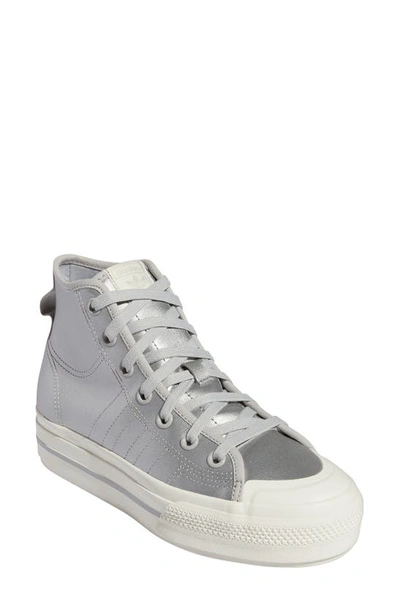 Adidas Originals Nizza Rf Platform Hi Top Sneakers In Silver In Silver Met/grey/chalk White