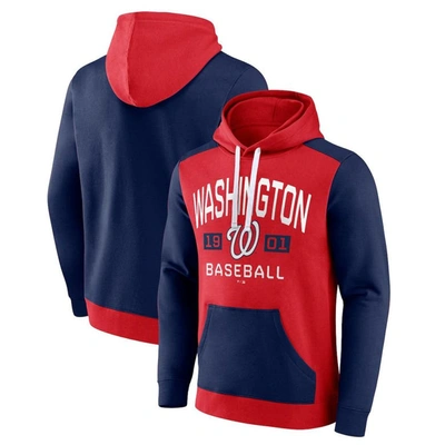 Fanatics Branded Red/navy Washington Nationals Chip In Team Pullover Hoodie In Red,navy