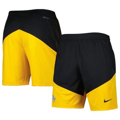 Nike Black Ucf Knights Player Performance Lounge Shorts In Black,gold