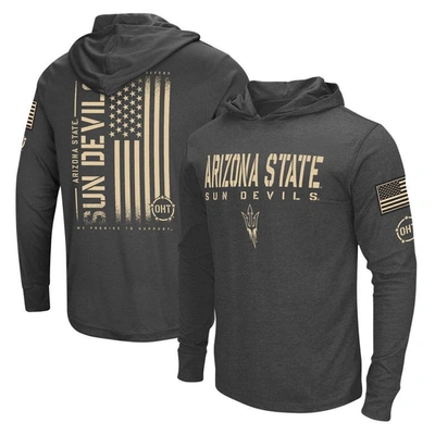 Colosseum Charcoal Arizona State Sun Devils Team Oht Military Appreciation Hoodie Long Sleeve T-shir In Black
