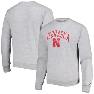League Collegiate Wear Heather Grey Nebraska Huskers 1965 Arch Essential Fleece Pullover Sweatshirt