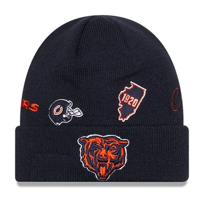 New Era Kids' Youth   Navy Chicago Bears Identity Cuffed Knit Hat