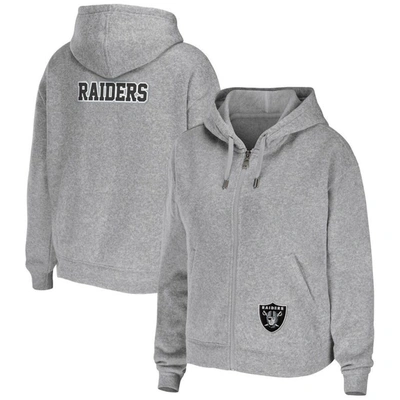 Wear By Erin Andrews Heathered Gray Las Vegas Raiders Team Full-zip Hoodie