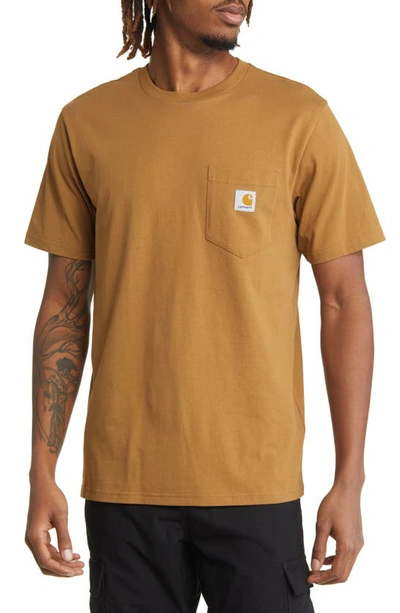 Carhartt Logo Pocket T-shirt In Jasper