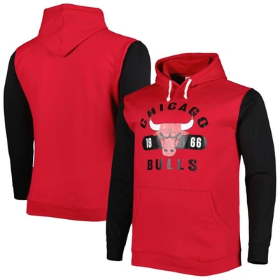 Fanatics Men's  Red, Black Chicago Bulls Big And Tall Bold Attack Pullover Hoodie In Red,black