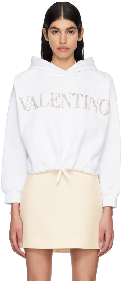Valentino Embroidered Jersey Sweatshirt Woman White S