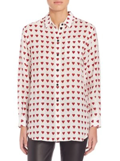 Burberry Heart Print Linen Shirt In Parade Red | ModeSens