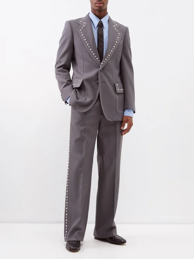 Gucci Studded Notch-lapel Drill Suit Jacket In Steel