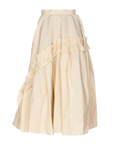 Alexander Mcqueen Asymmetric Ruffle Recycled Calico Midi Skirt In Nude & Neutrals