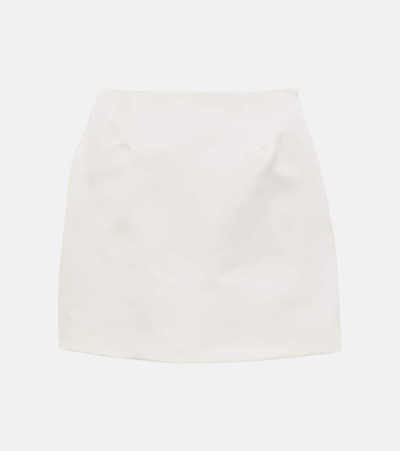 Prada Satin Double Mini Skirt In Bianco