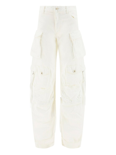 Attico Fern Cargo Pocket Jeans In White