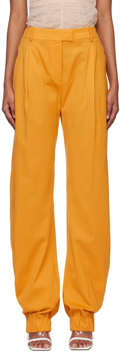 Attico Rey High-rise Wool Gabardine Trousers In Orange
