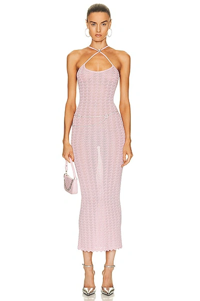 Alessandra Rich Crystal-embellished Lace Maxi Dress In Pink