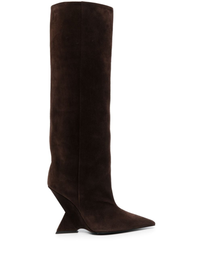 Attico Cheope Leather Knee-high Boots In Brown