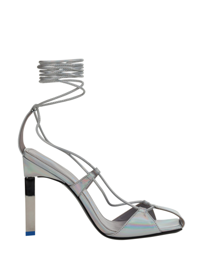 Attico 105mm Adele Laminated Leather Pumps In Holographic Silver