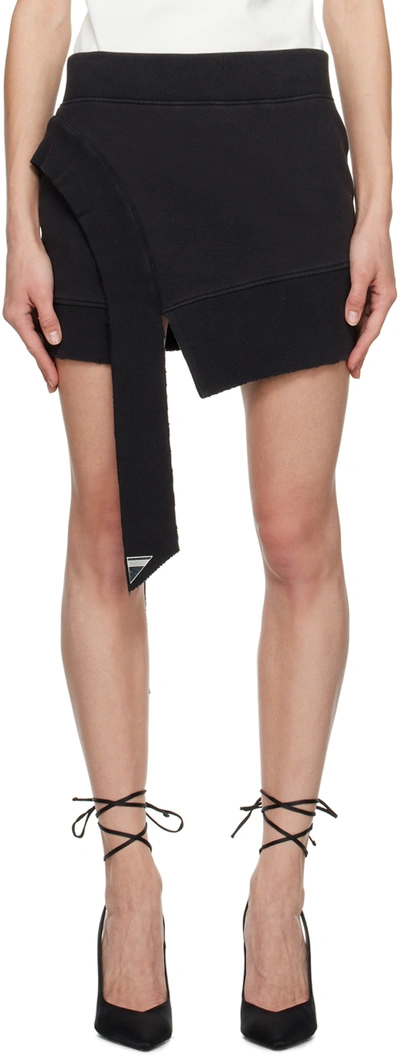 Attico Asymmetric Hem Pencil Skirt In Black
