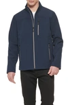 Guess Stand Collar Softshell Rain Jacket In Navy