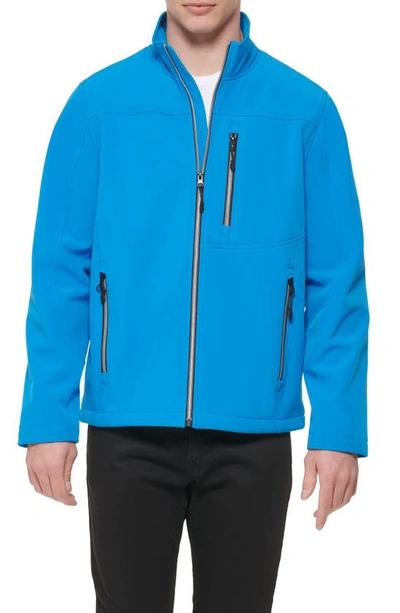 Guess Stand Collar Softshell Rain Jacket In Aqua