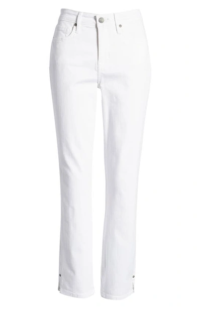 Nydj Sheri Side Slit Slim Ankle Jeans In Optic White