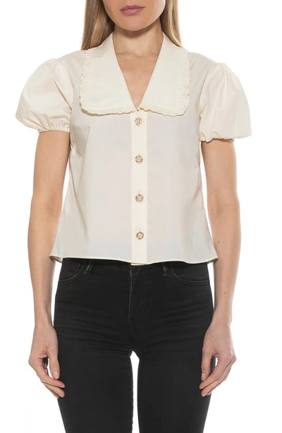 Alexia Admor Sandra Short Sleeve Button-up Blouse In White