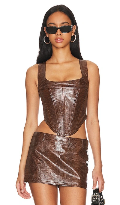 Miaou Campbell Corset In Chocolate Python