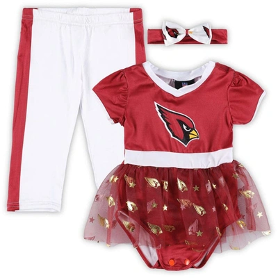 Jerry Leigh Babies' Infant Boys And Girls Cardinal, White Arizona Cardinals Tailgate Tutu Game Day Costume Set In Cardinal,white