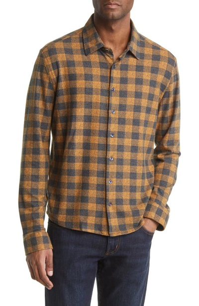 Stone Rose Dry Touch® Performance Buffalo Check Flannel Button-up Shirt In Camel
