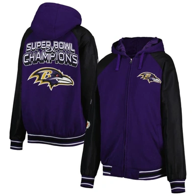 G-iii Sports By Carl Banks Purple Baltimore Ravens Defender Raglan Full-zip Hoodie Varsity Jacket