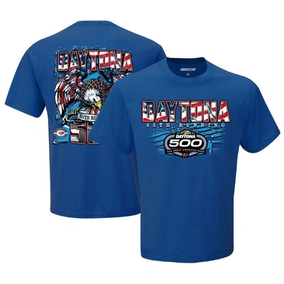 Checkered Flag Royal 2023 Daytona 500 Two Spot Knit Patriotic Eagle T-shirt