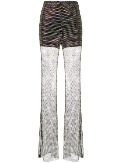 Rotate Birger Christensen Crystal-embellished Sheer Trousers In Black