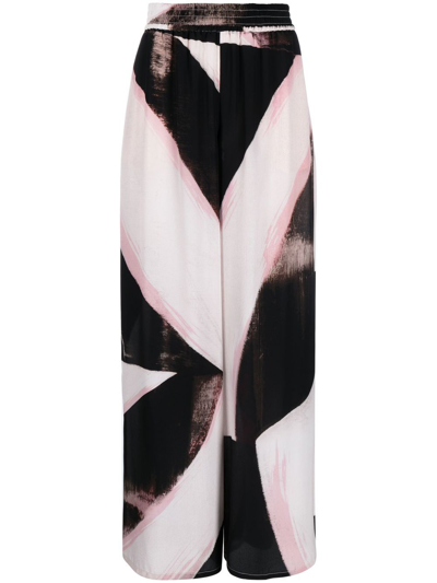 Alexander Mcqueen Painterly-print High-waisted Trousers In Black