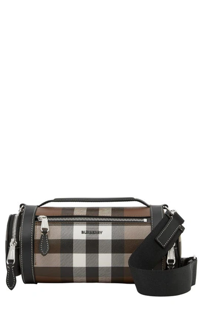 Burberry Exaggerated Check-print Leather Messenger Bag In Brown