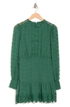 Love By Design Rina Dotted Chiffon Lace Trim Dress In Emerald