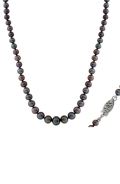 Splendid Pearls Sterling Silver 3.5-9mm Graduated Black Freshwater Pearl Necklace