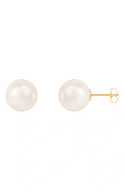 Splendid Pearls 14k Gold 10-10.5mm Cultured Freshwater Pearl Stud Earrings In White
