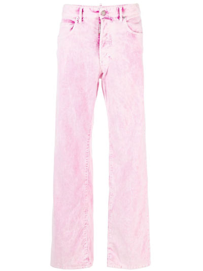 Dsquared2 San Diego Corduroy Washed Wide Jeans In Pink