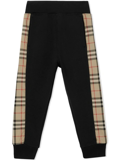 Burberry Kids' Vintage Check Panelled Track Pants In Black