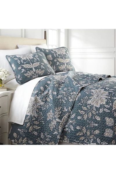 Southshore Fine Linens Luxury Premium Collection Ultra-soft Quilt Cover Set In Vintage Garden Smokey Blue