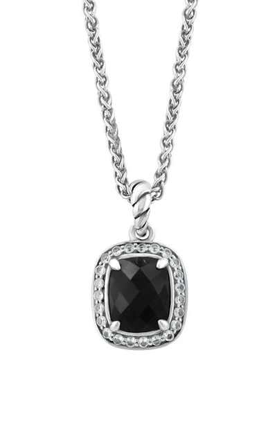 Effy Sterling Silver Black Onyx & White Topaz Pendant Necklace