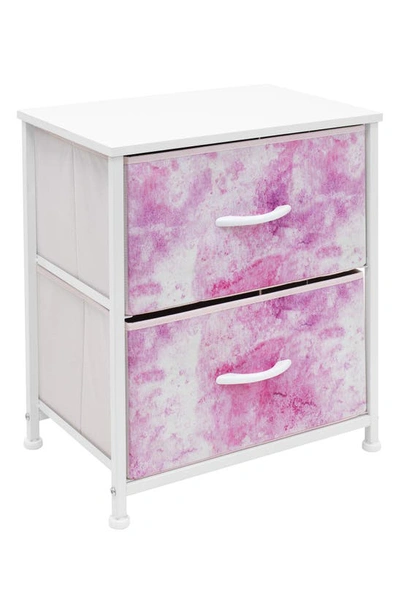 Sorbus Pink Tie-dye 2-drawer Nightstand In Tie-dye Pink