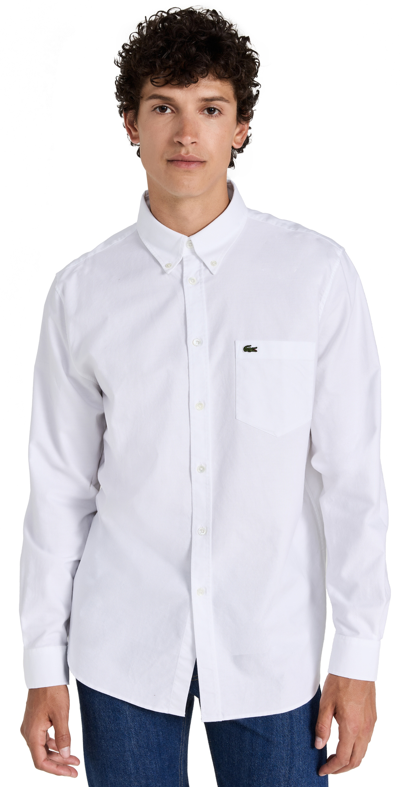 Lacoste Woven Long Sleeved Shirt White